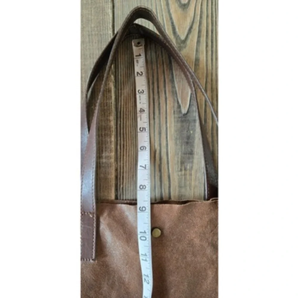 Vera Pelle Brown Suede‎ Tote Handbag Chestnut Carryall Leather Purse Italy Boho